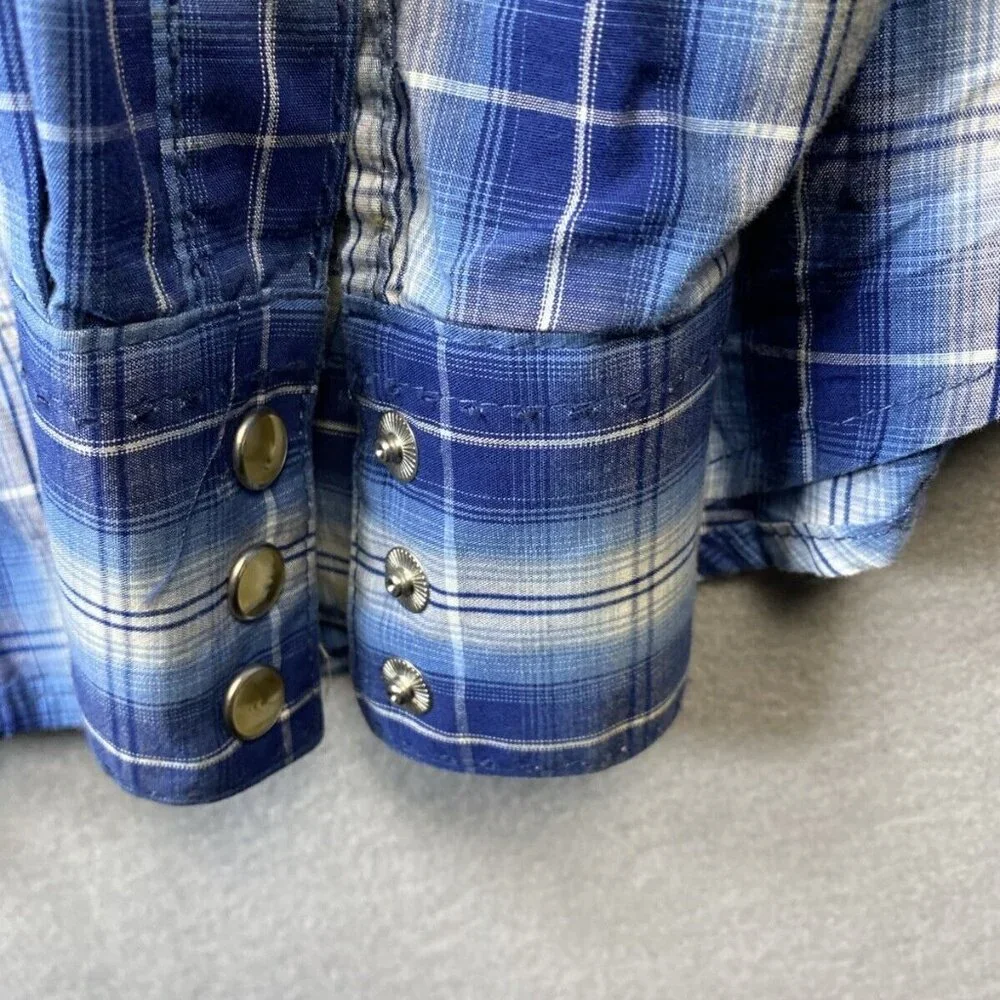 Wrangler American Cowboys Mens XXL Pearl Snap‎ MV1323M Plaid Shirt Western Rodeo